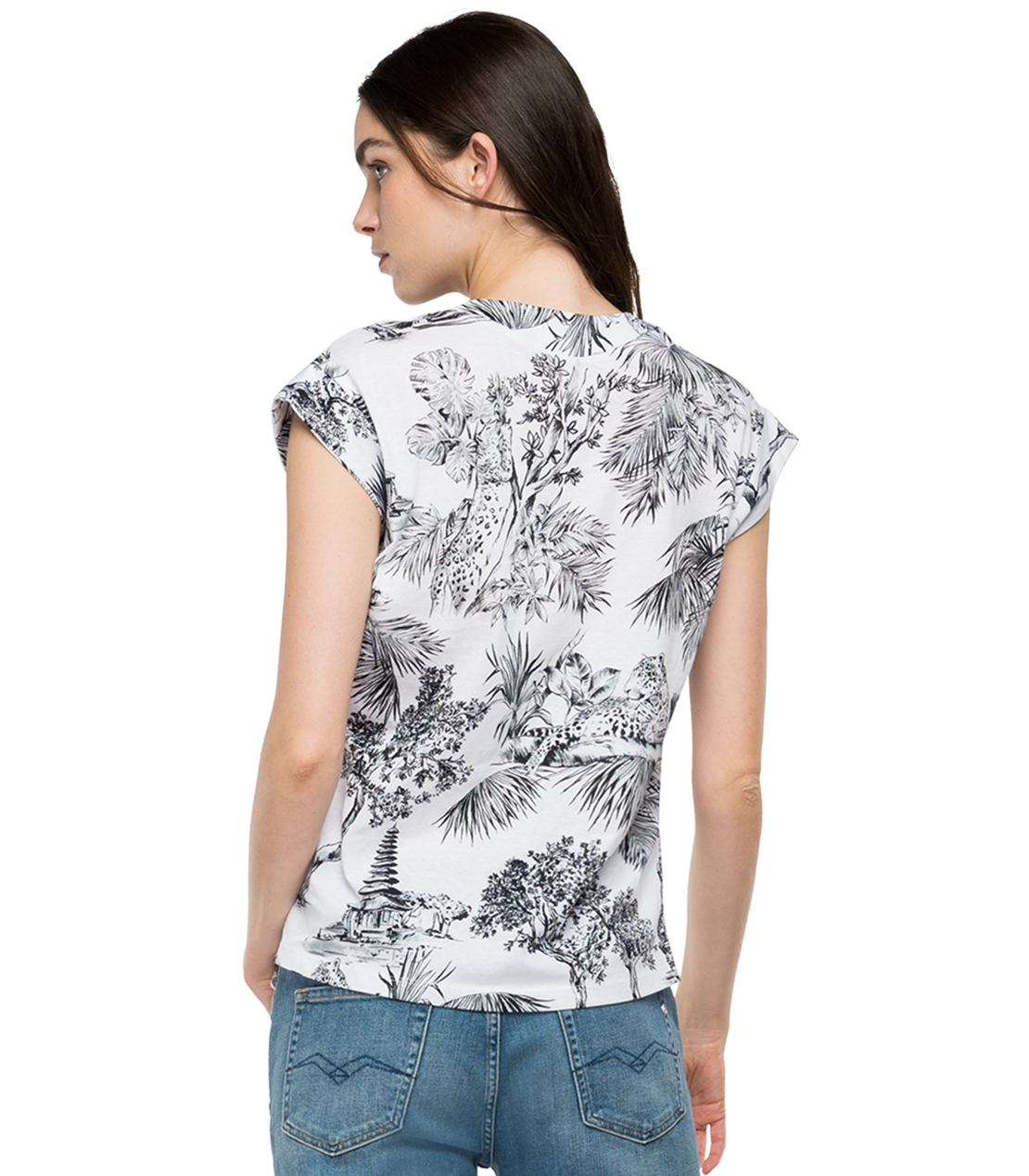 オールプリントライトコットンジャージーTシャツ 詳細画像 ホワイト＆ブラック 2